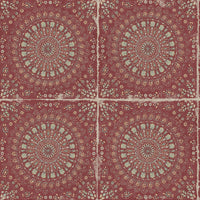Seabrook Designs Mandala Boho Tile Cabernet And Aloe Green Wallpaper RY30710