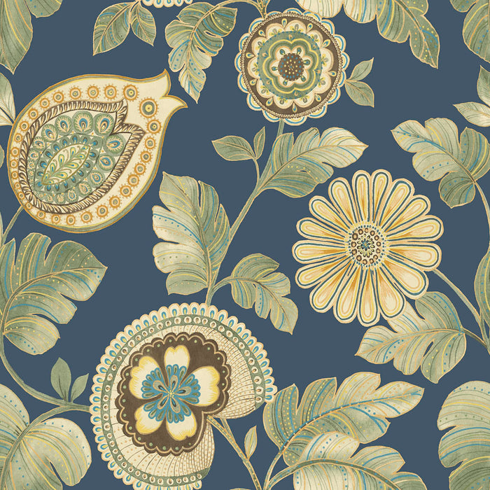 Seabrook Designs Calypso Paisley Leaf Fabric Champlain And Rosemary Fabric Sample RY31912F