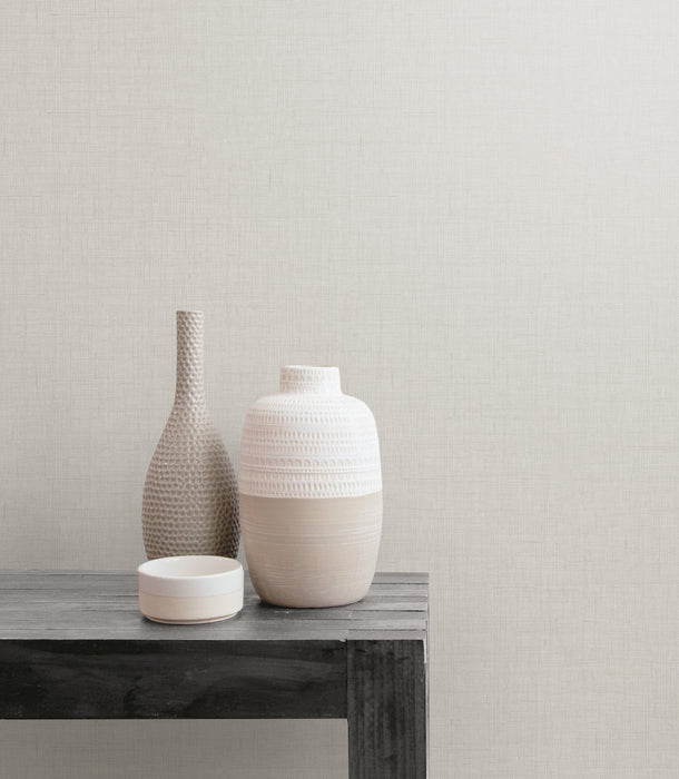 Seabrook Designs Bermuda Linen-stringcloth Gray Mist Wallpaper Sample RY32100