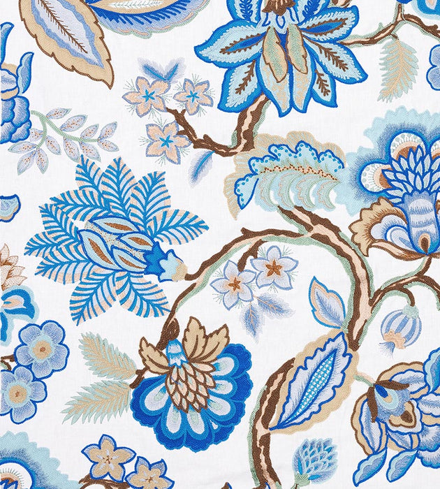 Old World Weavers Hillside Crewel Blue Wood Fabric Sample S7HILL0001