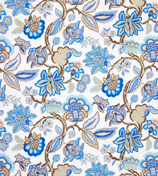 Old World Weavers Hillside Crewel Blue Wood Fabric Sample S7HILL0001