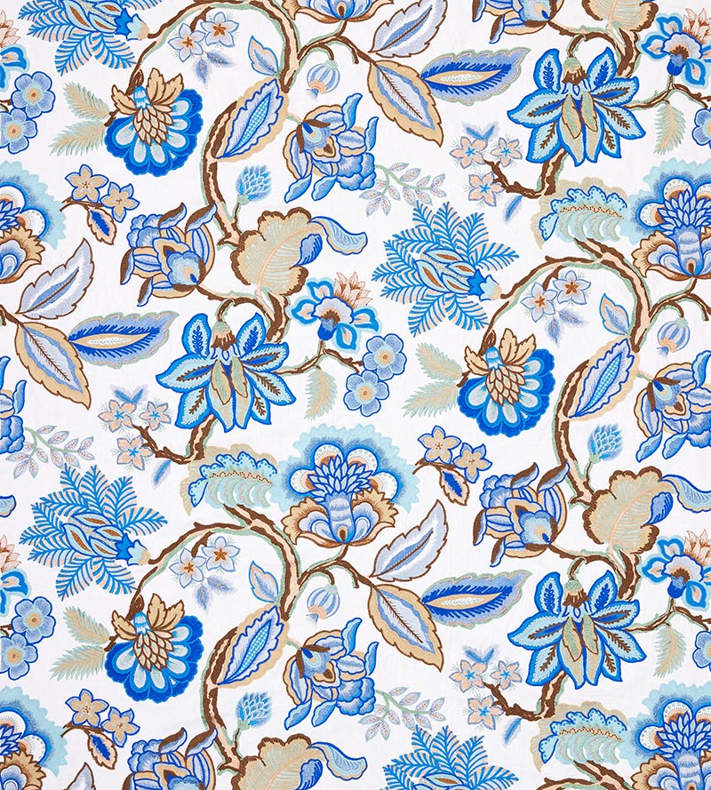 Old World Weavers Hillside Crewel Blue Wood Fabric S7HILL0001