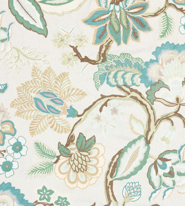 Old World Weavers Hillside Crewel Celadon Fabric Sample S7HILL0002