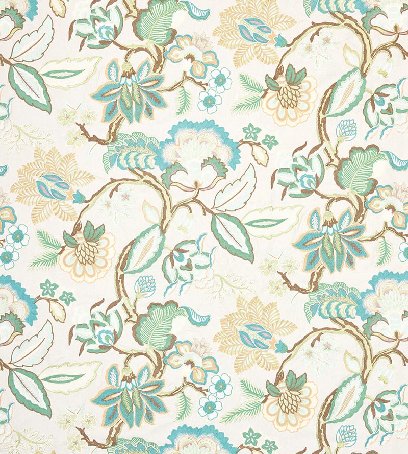 Old World Weavers Hillside Crewel Celadon Fabric Sample S7HILL0002