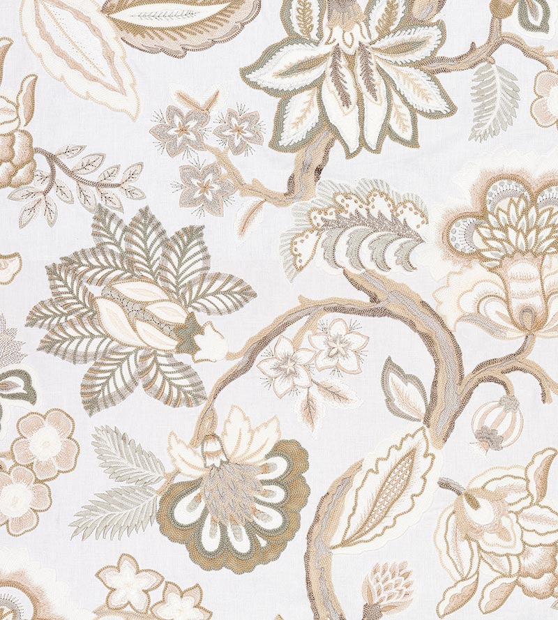 Old World Weavers Hillside Crewel Ivory Fabric Sample S7HILL0003