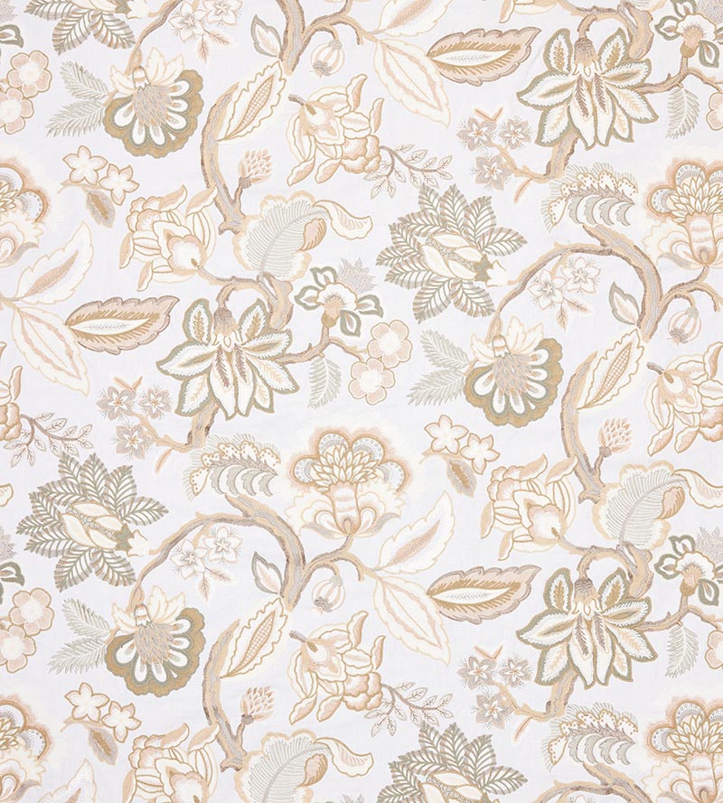 Old World Weavers Hillside Crewel Ivory Fabric S7HILL0003