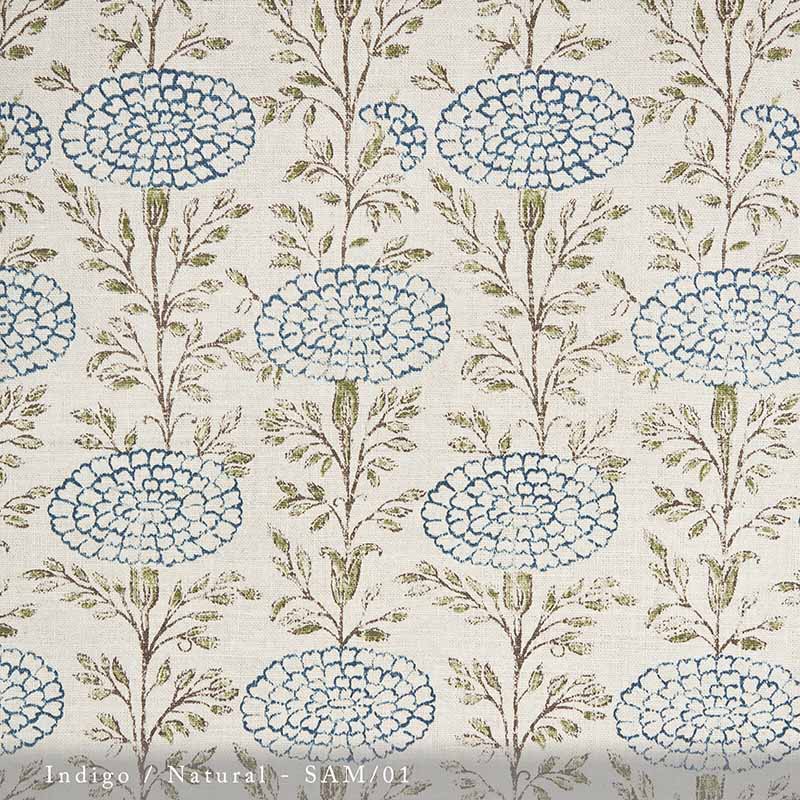 Lisa Fine Samode Indigo/Natural Fabric Sample SAM-01
