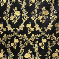 Old World Weavers Lampas Torcello Gold On Black Fabric SB78010001