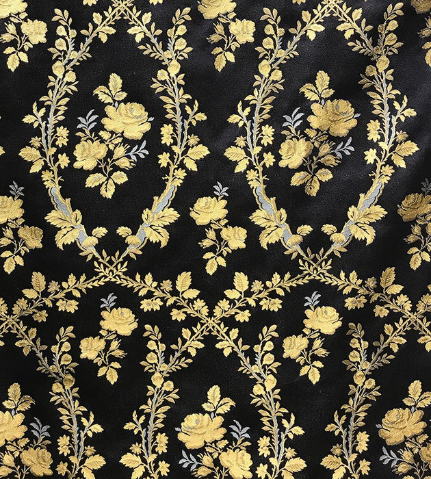 Old World Weavers Lampas Torcello Gold On Black Fabric Sample SB78010001