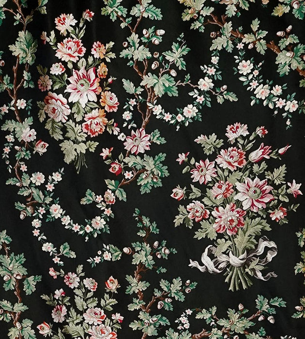 Old World Weavers La Belle Jardiniere Black Cerise Fabric Sample SB28660014