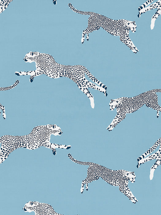 Scalamandre Leaping Cheetah Cotton Print Cloud Nine Fabric SC166340004