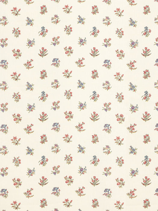 Scalamandre Summer Flora Print Tangerine Sky Fabric Sample SC166660003
