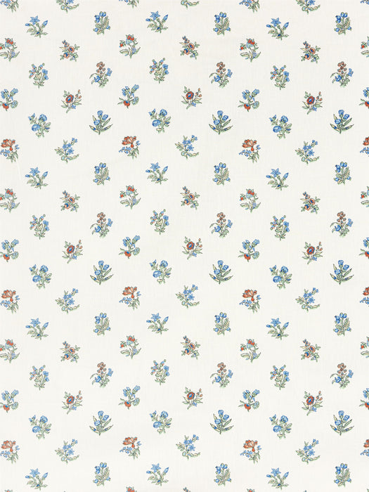 Scalamandre Summer Flora Print Cobalt Rouge Fabric SC166660005