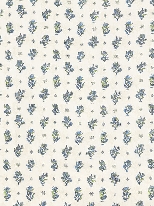Scalamandre Calico Print Lapis Olive Fabric SC166690005
