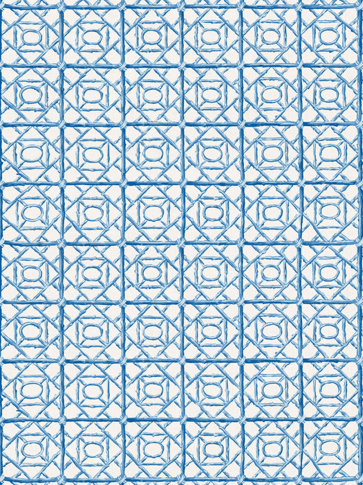Scalamandre Ormond Fret Print Cobalt Fabric Sample SC166710002