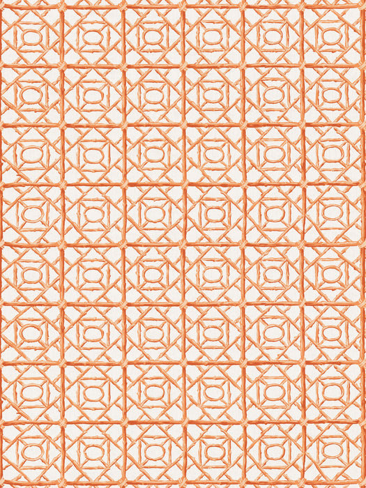Scalamandre Ormond Fret Print Tangerine Fabric Sample SC166710003