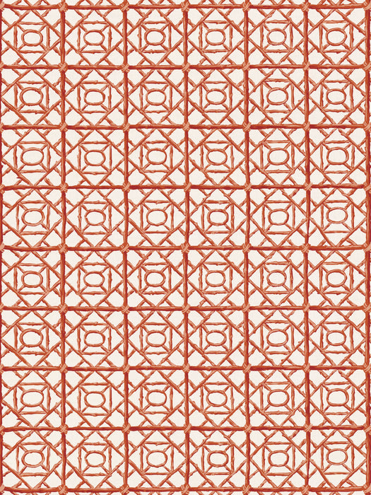 Scalamandre Ormond Fret Print Lacquer Red Fabric Sample SC166710004