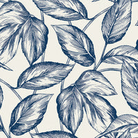 Seabrook Designs Beckett Sketched Leaves Blueberry Hill Wallpaper SC20002