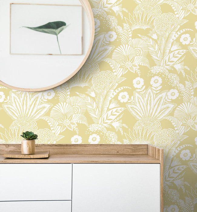 Seabrook Designs Suvi Palm Grove Butter Wallpaper Sample SC20103