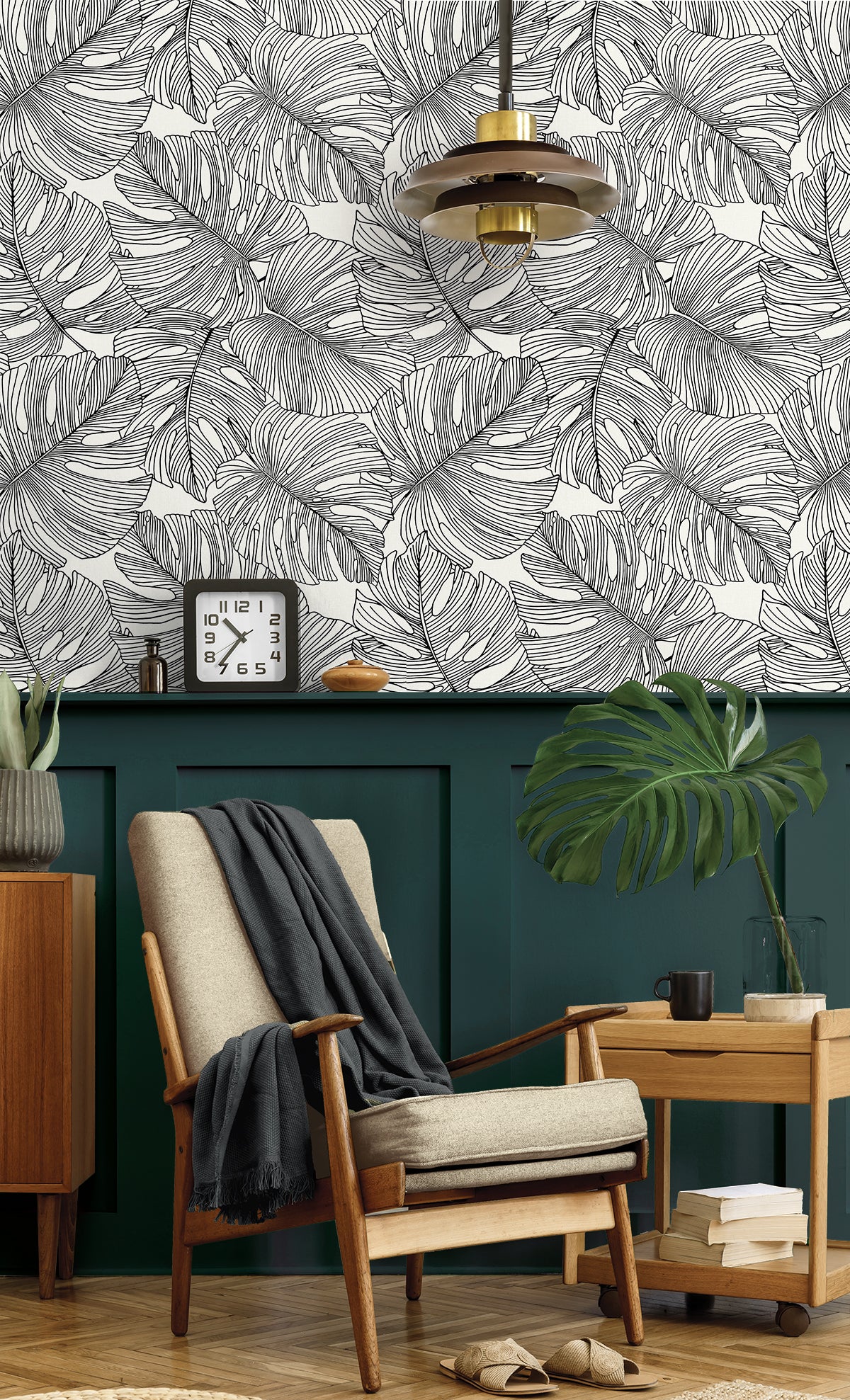 Seabrook Designs Tarra Monstera Leaf Contrasto Wallpaper SC20200