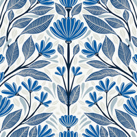 Seabrook Designs Carmela Folk Floral True Blue Wallpaper SC20602