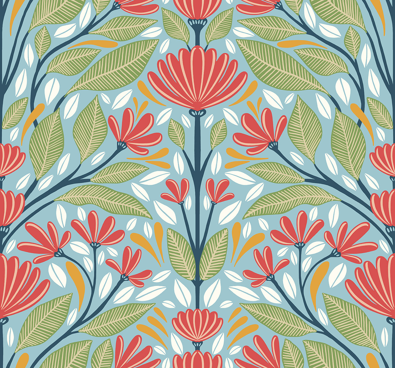 Seabrook Designs Carmela Folk Floral Summer Garden Wallpaper SC20604