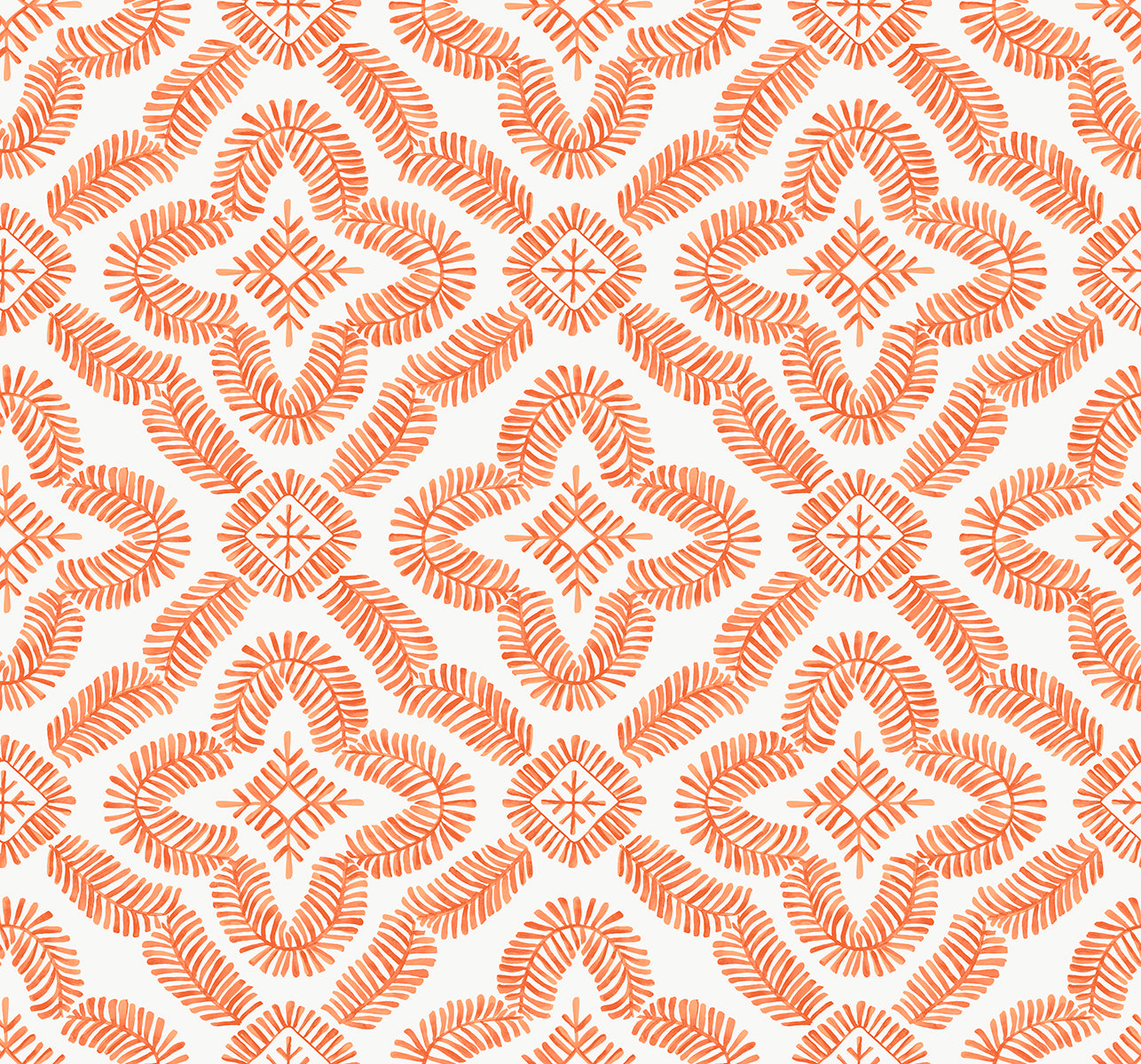 Seabrook Designs Talia Botanical Medallion Salmon Wallpaper SC21301