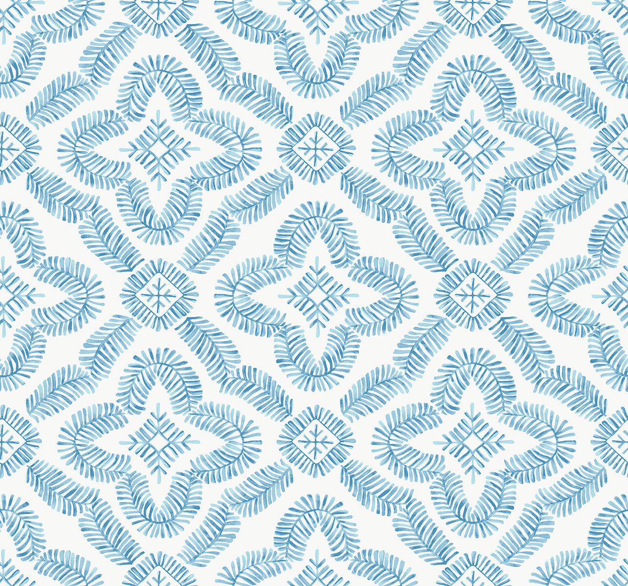 Seabrook Designs Talia Botanical Medallion Breezy Blue Wallpaper SC21302