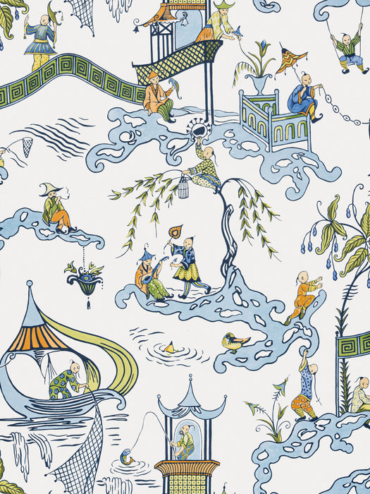 Scalamandre Ping - Wallcovering Cream Sky Wallpaper Sample SCWP16254D0002