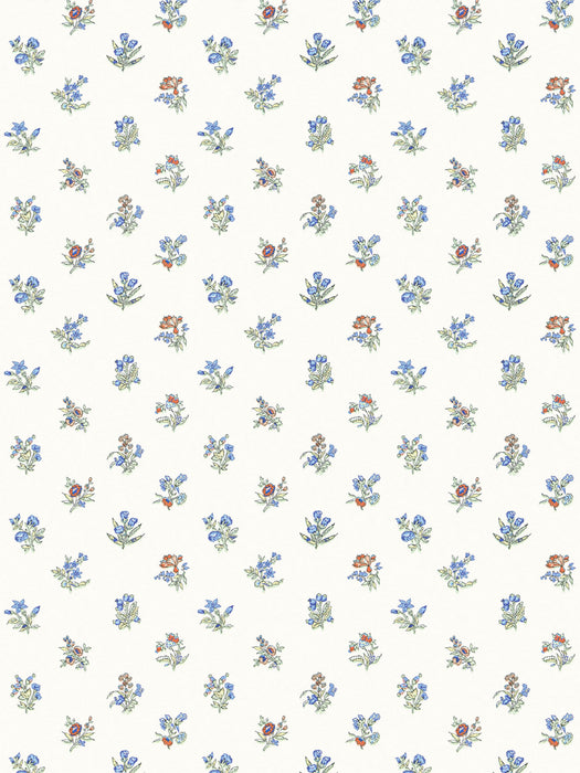Scalamandre Summer Flora Wallcovering Cobalt Rouge Wallpaper Sample SCWP81053D0004