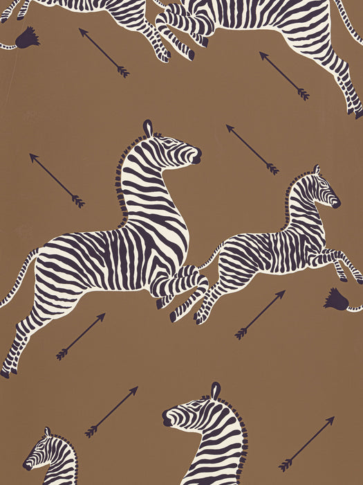 Scalamandre Zebras - Wallpaper - Trimmed Safari Brown Wallpaper SCWP81388D0003