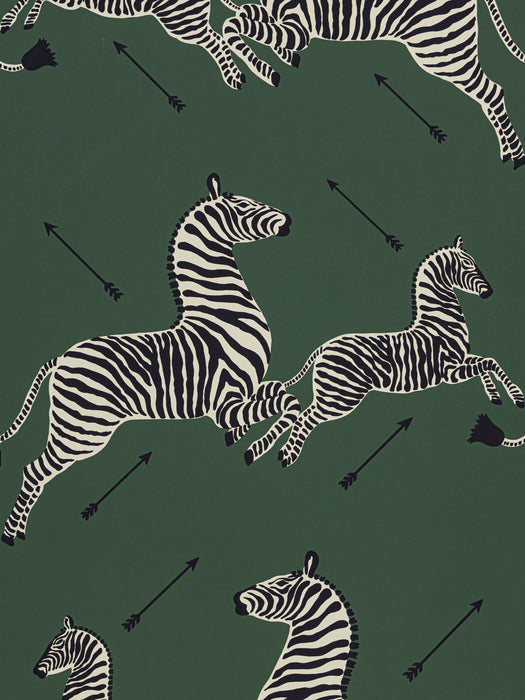 Scalamandre Zebras - Wallpaper - Trimmed Serengeti Green Wallpaper SCWP81388D0004
