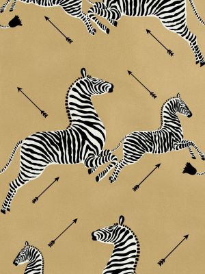 Scalamandre Zebras - Wallpaper - Trimmed Gold Wallpaper SCWP81388D0011