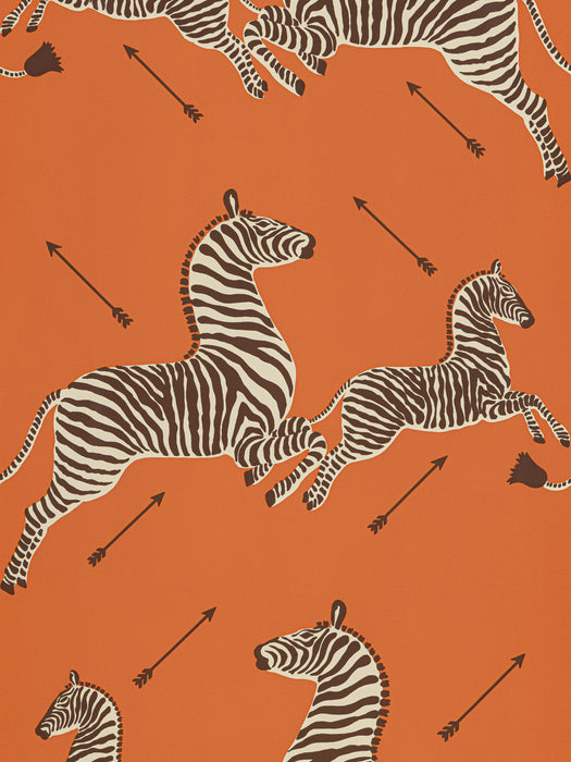 Scalamandre Zebras - Wallpaper Sample - Trimmed Orange Wallpaper Sample SCWP81388D0012
