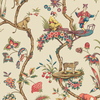 Scalamandre Chinoise Exotique Ecru Wallpaper SCWP81547D0005
