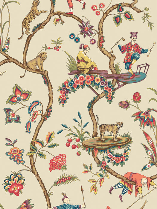 Scalamandre Chinoise Exotique Ecru Wallpaper SCWP81547D0005