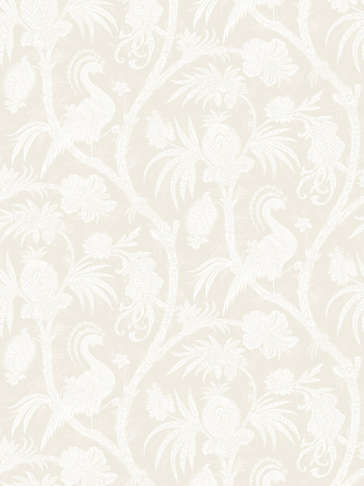Scalamandre Balinese Peacock Alabaster Wallpaper SCWP88355D0001