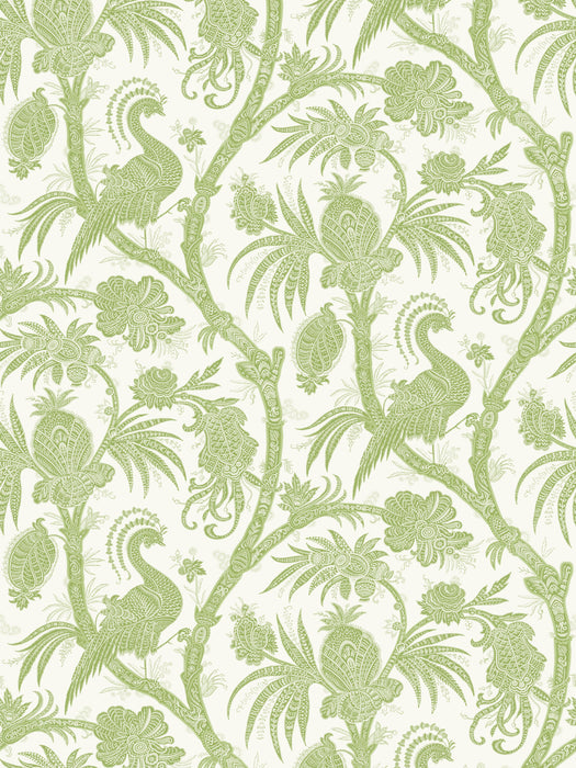 Scalamandre Balinese Peacock Pear Wallpaper Sample SCWP88355D0004