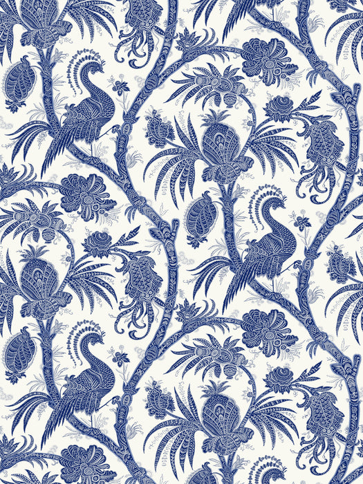 Scalamandre Balinese Peacock Indigo Wallpaper SCWP88355D0006