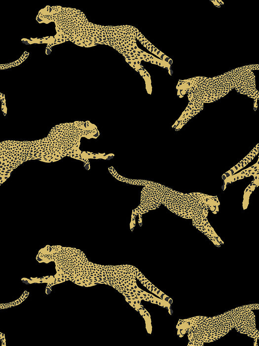 Scalamandre Leaping Cheetah Black Magic Wallpaper SCWP884490006