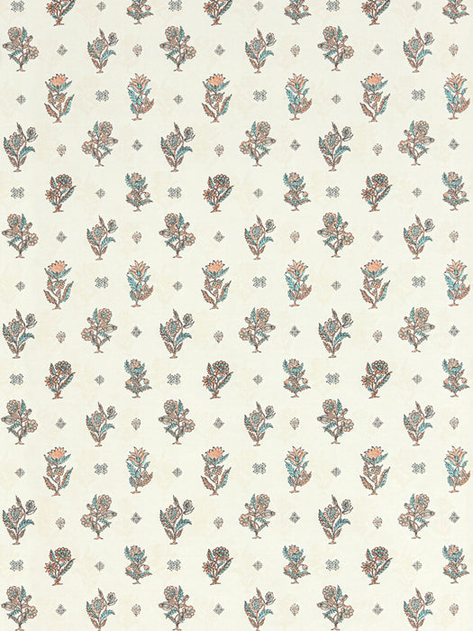 Scalamandre Calico Wallcovering Peach Aqua Wallpaper SCWP88612D0001