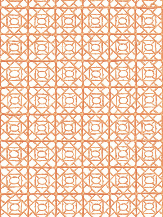 Scalamandre Ormond Fret Wallcovering Tangerine Wallpaper Sample SCWP88613D0005