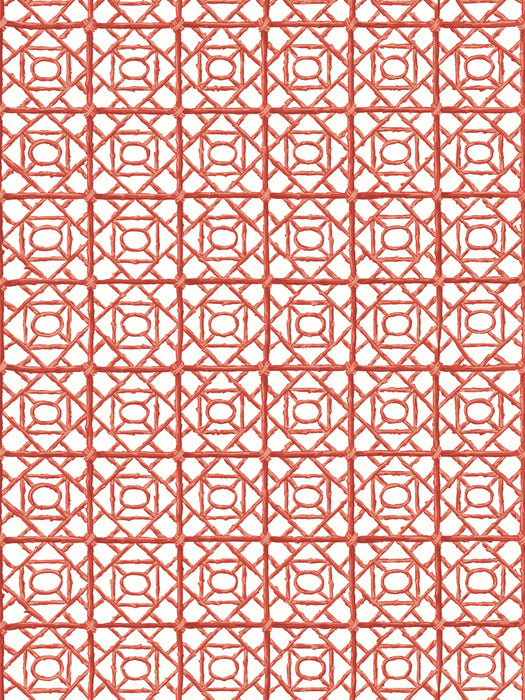 Scalamandre Ormond Fret Wallcovering Lacquer Red Wallpaper Sample SCWP88613D0006