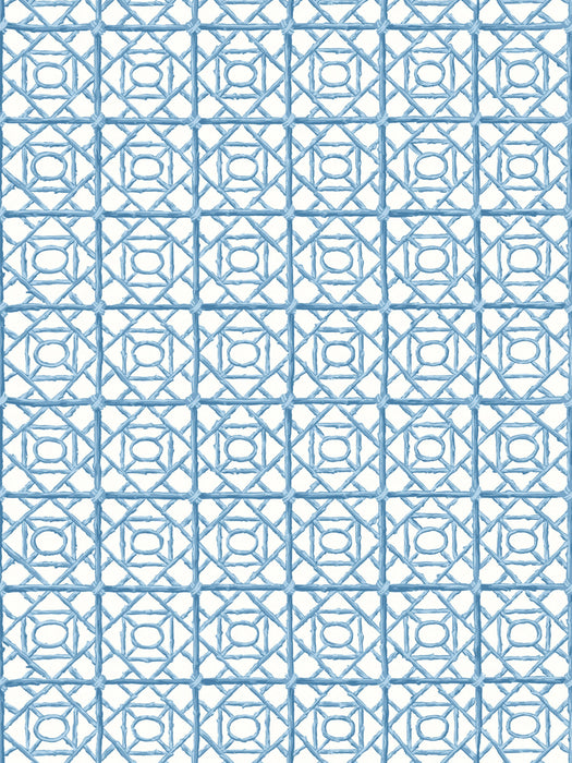 Scalamandre Ormond Fret Wallcovering Misty Blue Wallpaper Sample SCWP88613D0010