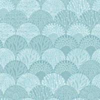 Scalamandre Herb Garden Wallcovering Aqua Wallpaper SCWP88618D0005