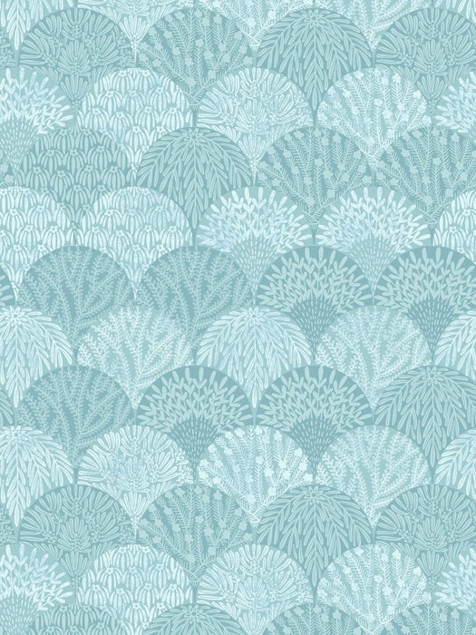 Scalamandre Herb Garden Wallcovering Aqua Wallpaper Sample SCWP88618D0005