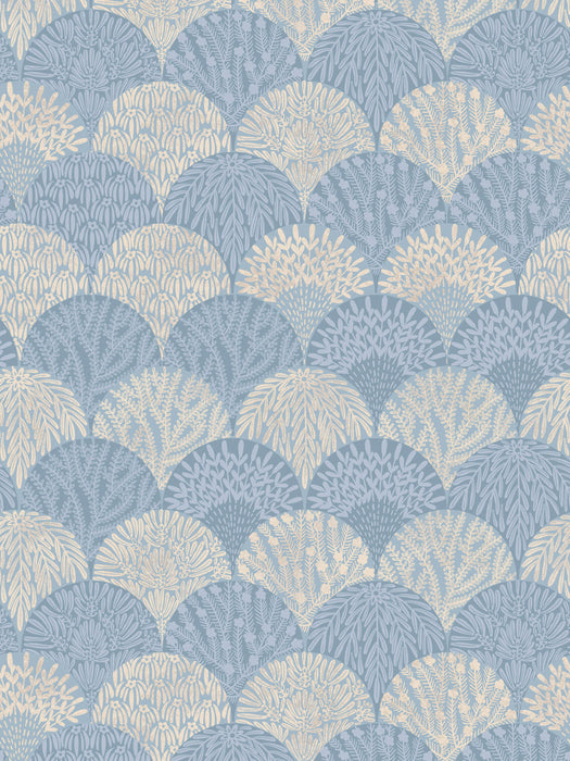 Scalamandre Herb Garden Wallcovering Blue Shadow Wallpaper Sample SCWP88618D0006