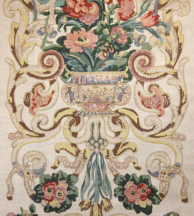 Scalamandre Baroque Floral Canvas Multicolor Fabric Sample SC16136M0001