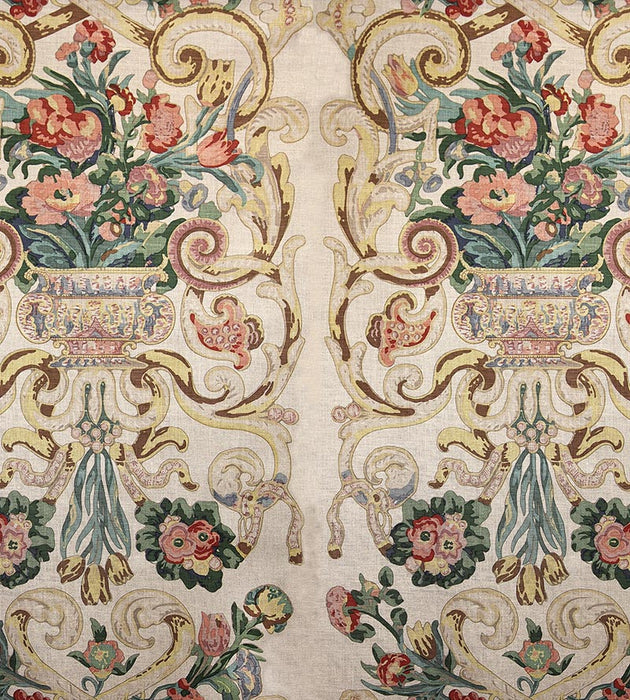 Scalamandre Baroque Floral Canvas Multicolor Fabric Sample SC16136M0001
