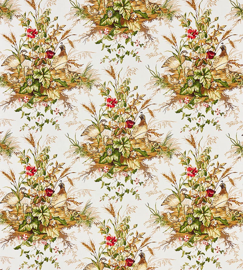 Scalamandre Edwin'S Covey Linen Print Multi On White Fabric SC163100001